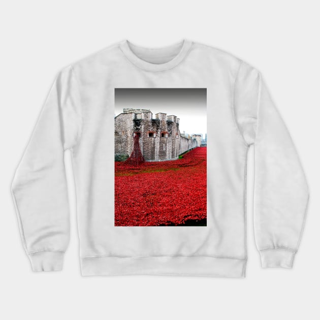 Tower of London Red Poppy Poppies Crewneck Sweatshirt by AndyEvansPhotos